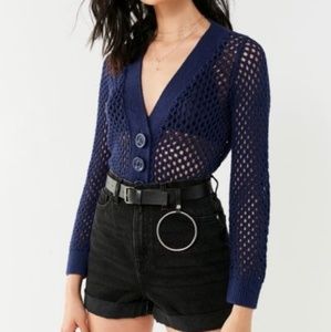 UO Zola Open-Stitch Cropped Cardigan